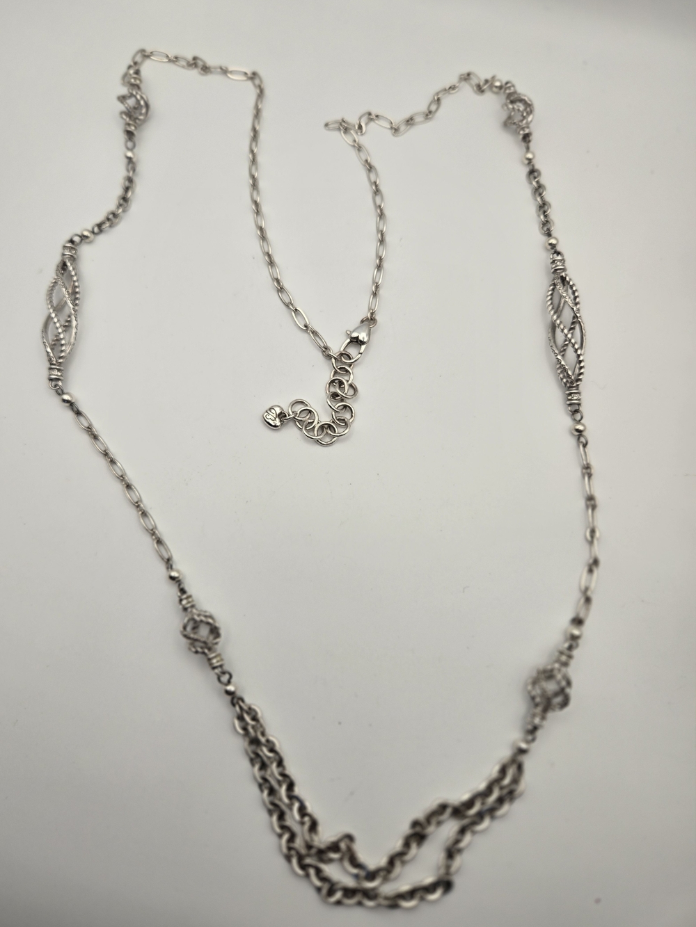 Brighton Swirl Necklace Long Textured Rope Stations Layering Chain Retired